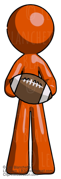 Orange Design Mascot Man Giving Football To You #9332