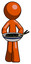Orange Design Mascot Man serving or presenting noodles