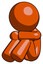 Orange Design Mascot Man Sitting with Head Down Facing Angle Left