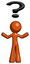 Orange Design Mascot Man With Question Mark Above Head, Confused