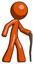 Orange Design Mascot Man walking with hiking stick