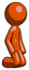 Orange Design Mascot Man kneeling angle view right