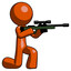 Orange Design Mascot Man kneeling shooting sniper rifle