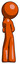 Orange Design Mascot Man Thinking, Wondering, or Pondering Rear View