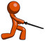 Orange Design Mascot Man with ninja sword katana slicing or striking something