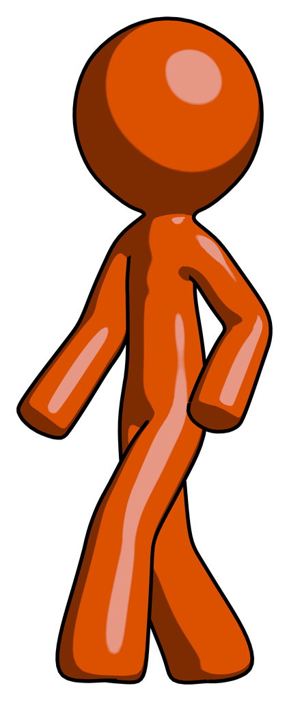 Orange Design Mascot man man walking turned left front view