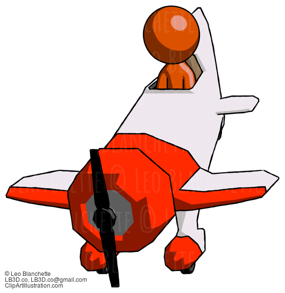 Orange Design Mascot Man In Geebee Stunt Plane Descending Front Angle View #9377