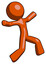 Orange Design Mascot Man running away in hysterical panic direction right