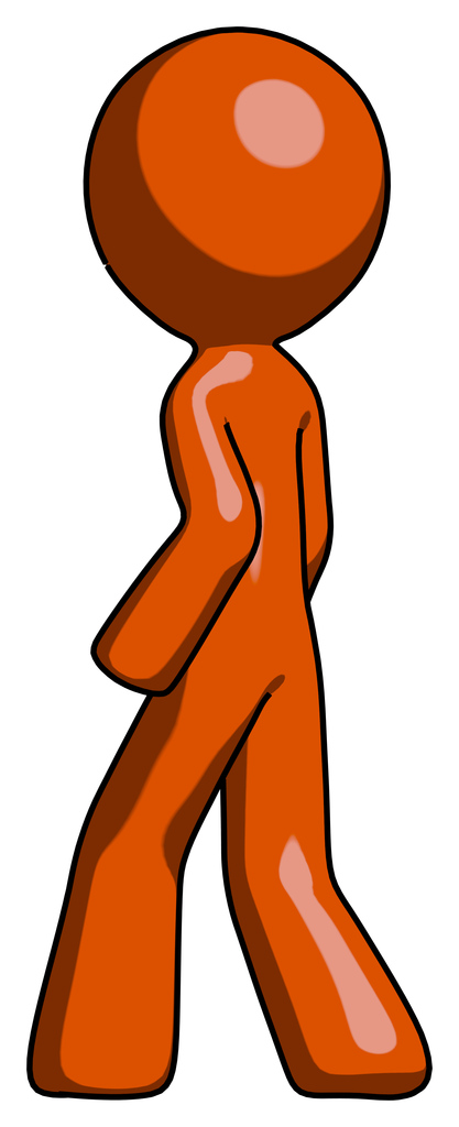 Orange Design Mascot man walking away direction left view