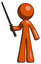 Orange Design Mascot Man standing up with ninja sword katana