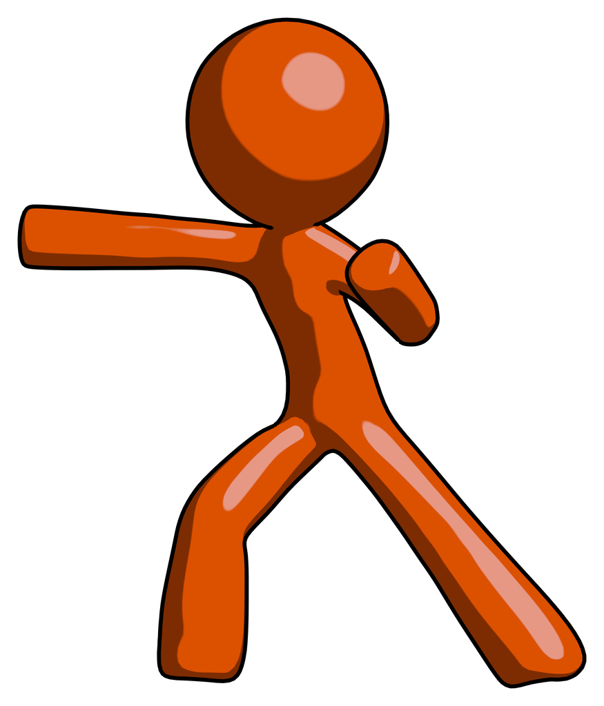 Orange Design Mascot Man martial arts punch left