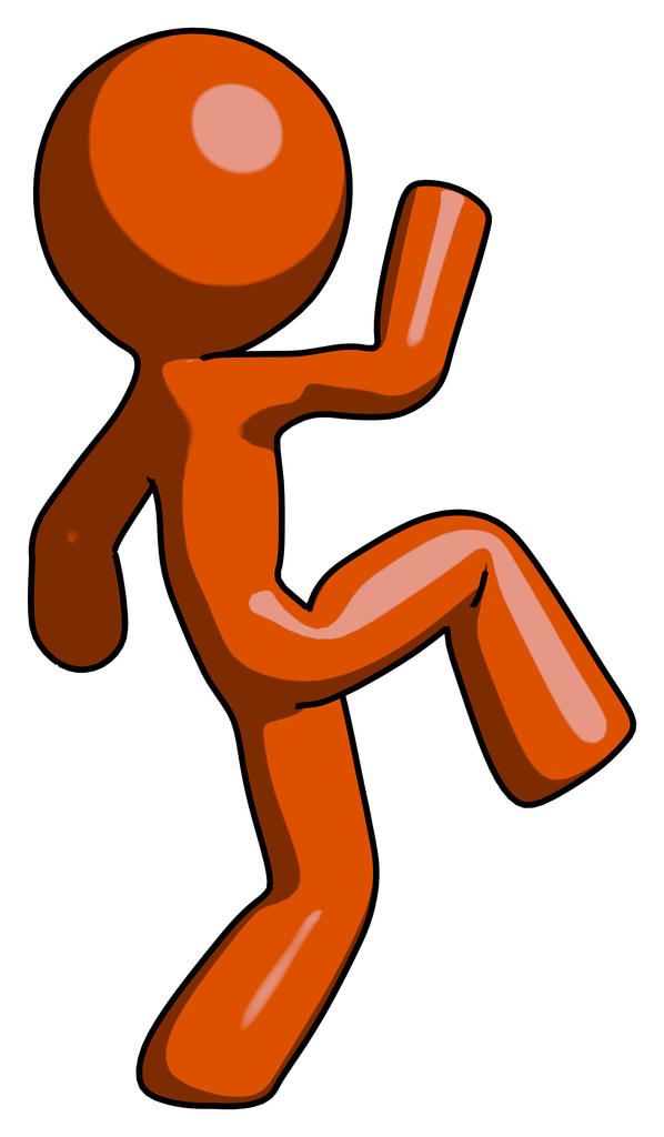 Orange Design Mascot Man kick pose start