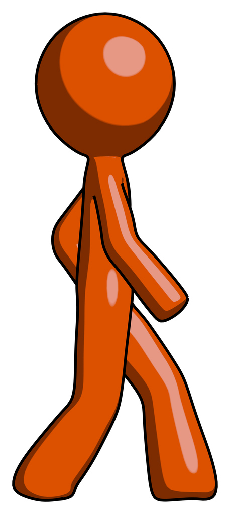 Orange Design Mascot man walking right side view