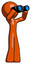 Orange Design Mascot Man looking through binoculars to the right