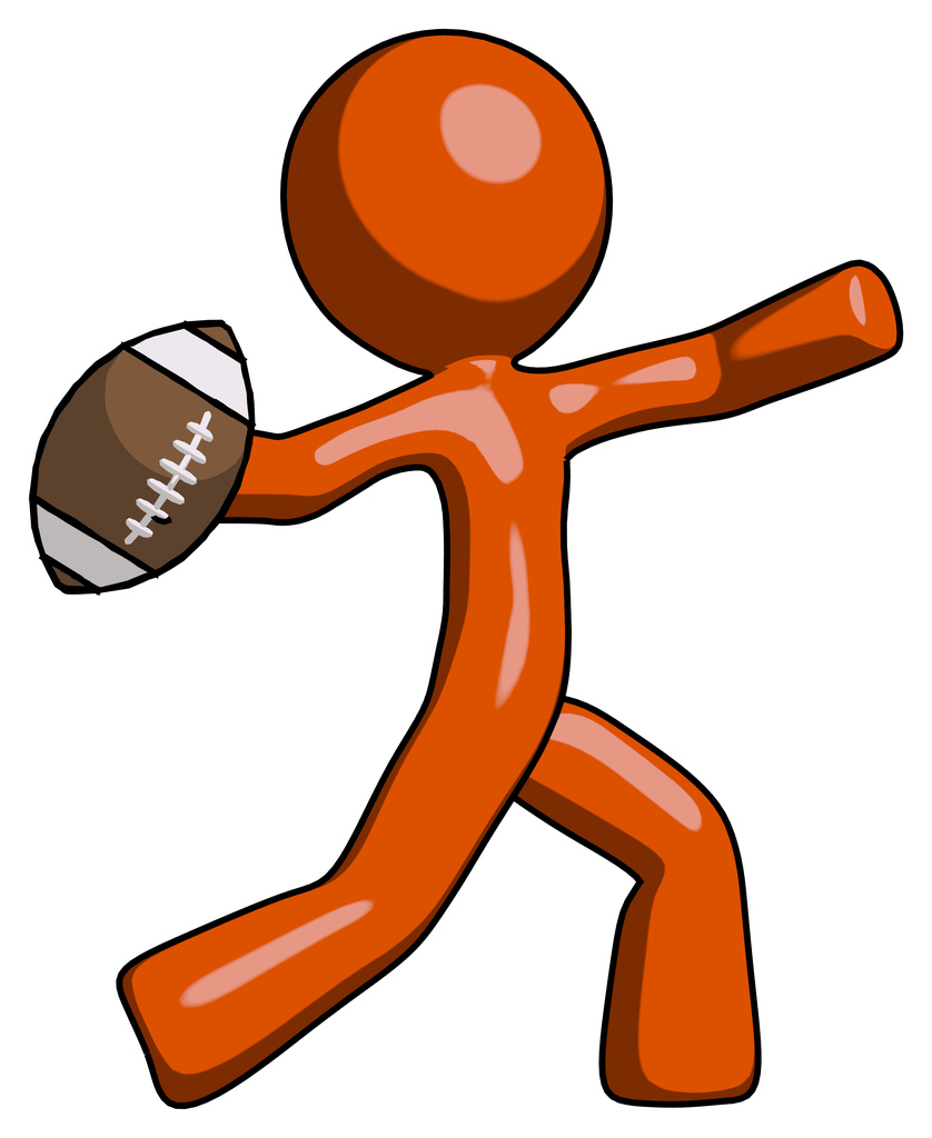 Orange Design Mascot Man throwing football