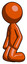 Orange Design Mascot Man kneeling angle view left