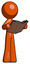 Orange Design Mascot Man reading book while standing up facing away