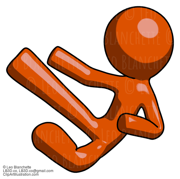 Orange Design Mascot Man Flying Ninja Kick Left #9424