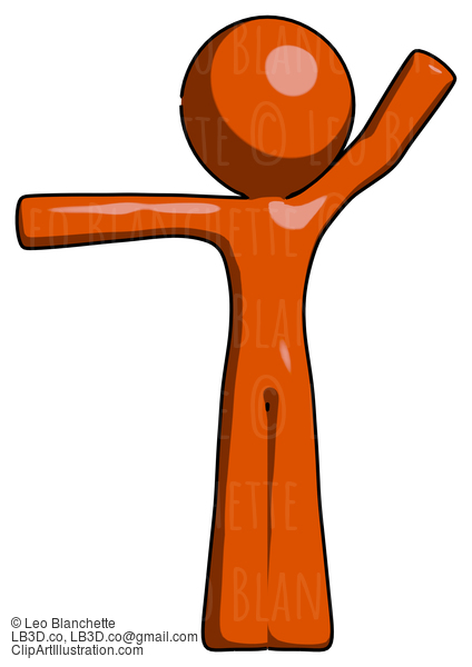 Orange Design Mascot Man Directing Traffic Left #9428