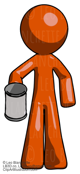 Orange Design Mascot Man Begger Holding Can Begging Or Asking For Charity #9429