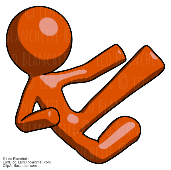 Orange Design Mascot Man Flying Ninja Kick Right #9439