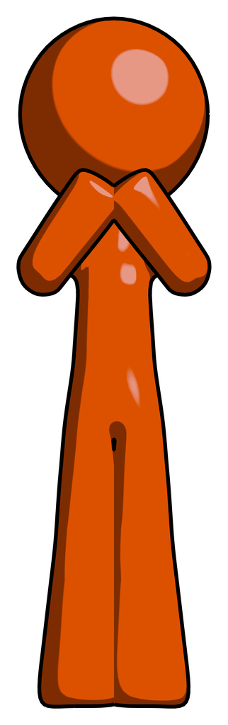 Orange Design Mascot Man laugh, giggle, or gasp pose