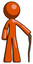 Orange Design Mascot Man standing with hiking stick
