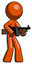 Orange Design Mascot Man tommy gun gangster shooting pose
