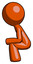 Orange Design Mascot Man squatting facing left