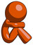 Orange Design Mascot Man Sitting with Head Down Facing Sideways Right