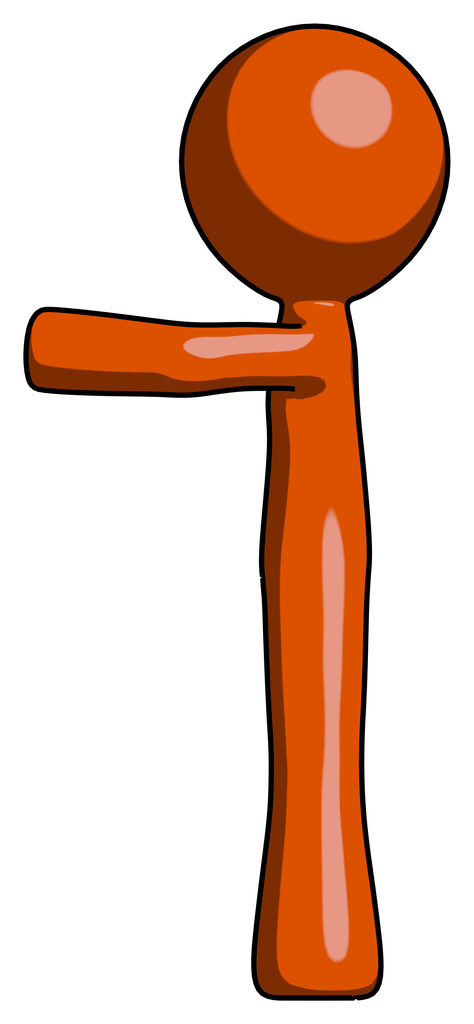 Orange Design Mascot Man Pointing Left
