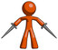 Orange Design Mascot Man two sword defense pose