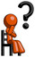 Orange Design Mascot Man Question Mark Concept, Sitting On Chair Thinking