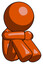 Orange Design Mascot Man Sitting with Head Down Facing Angle Right