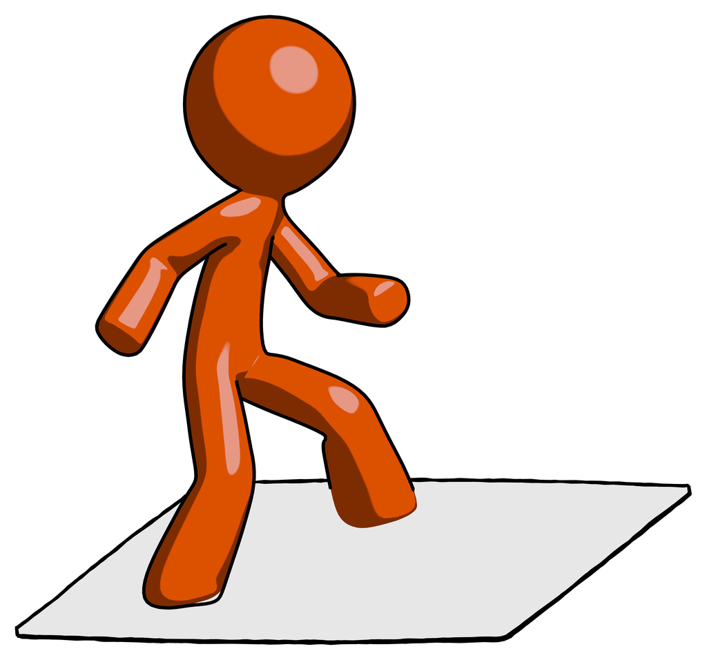 Orange Design Mascot Man on postage envelope surfing