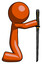 Orange Design Mascot Man kneeling with ninja sword katana showing respect