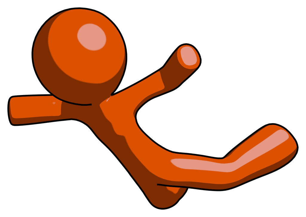 Orange Design Mascot Man skydiving or falling to death