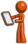 Orange Design Mascot Man Reviewing Stuff On Clipboard