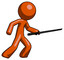 Orange Design Mascot Man stabbing with ninja sword katana
