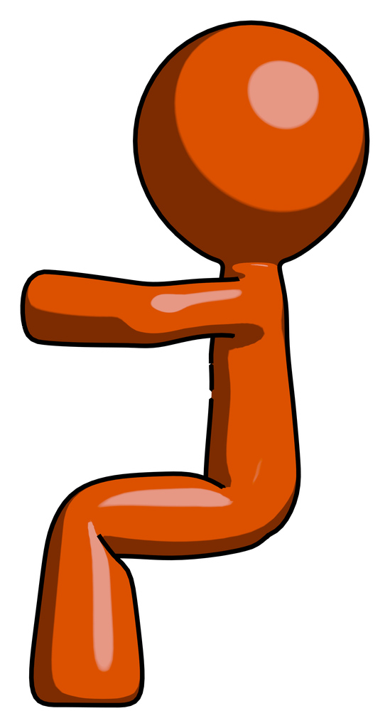 Orange Design Mascot Man Sitting or Driving Position