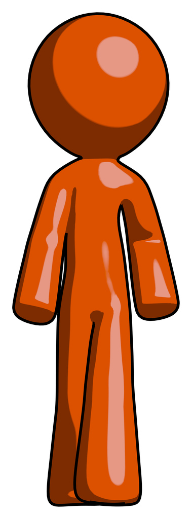 Orange Design Mascot Man Walking Front View