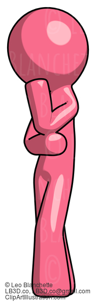 Pink Design Mascot Man Thinking, Wondering, Or Pondering #9516