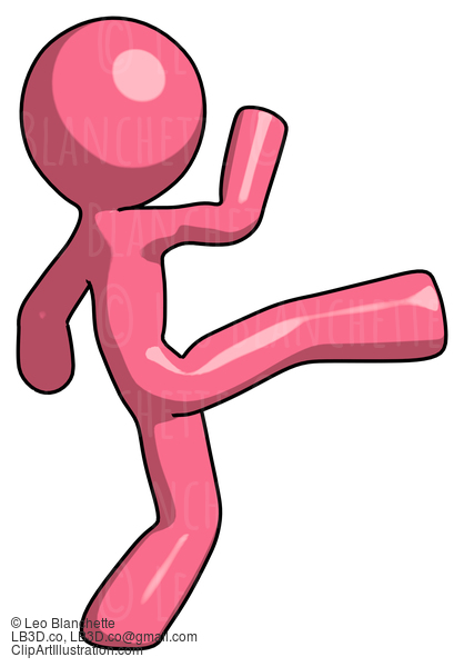 Pink Design Mascot Man Kick Pose #9530