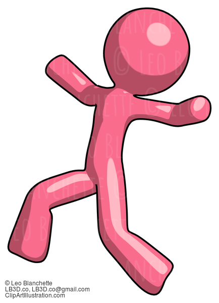 Pink Design Mascot Man Running Away In Hysterical Panic Direction Left #9532