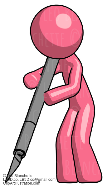 Pink Design Mascot Man Cutting With Large Scalpel #9544