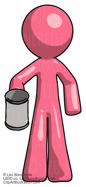 Pink Design Mascot Man Begger Holding Can Begging Or Asking For Charity #9548