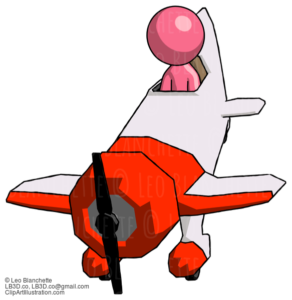 Pink Design Mascot Man In Geebee Stunt Plane Descending Front Angle View #9556