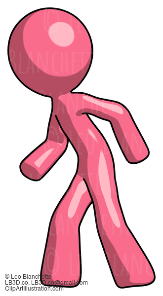 Pink Design Mascot Man Suspense Action Pose Facing Left #9578