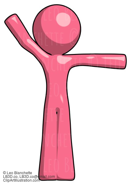 Pink Design Mascot Man Directing Traffic Right #9583