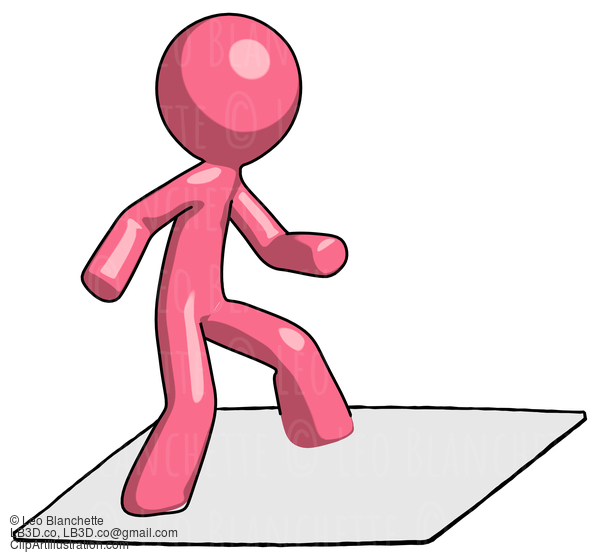 Pink Design Mascot Man On Postage Envelope Surfing #9586